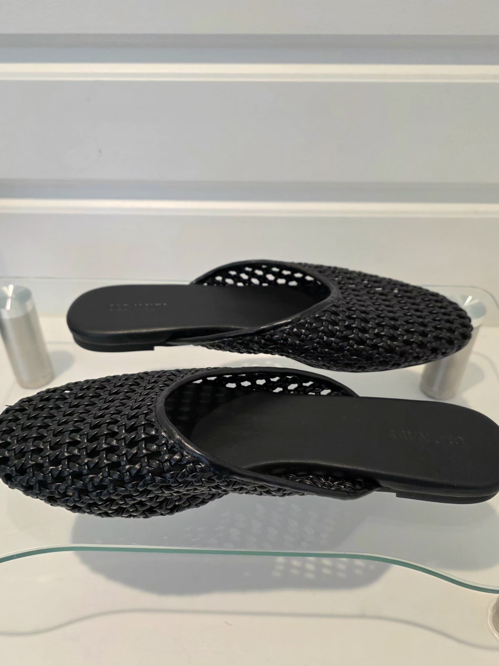 Old Navy Black Woven Slide Mules